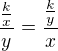 $\frac{\frac{k}{x}}{y}=\frac{\frac{k}{y}}{x}$