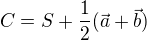 $C=S+\frac12(\vec{a}+\vec{b})$