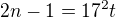 $2n-1=17^2t$