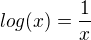 $log(x)=\frac{1}{x}$