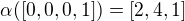 $ \alpha([0,0,0,1]) = [2,4,1]$