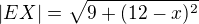 $|EX|=\sqrt{9+(12-x)^{2}}$
