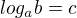 $log_a b=c$