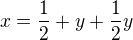 kopírovat do textarea $x=\frac{1}{2}+y+\frac{1}{2}y$