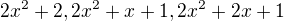 kopírovat do textarea $2x^2+2, 2x^2+x+1,2x^2+2x+1$