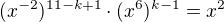$(x^{-2})^{11-k+1}\cdot (x^6)^{k-1}=x^2$