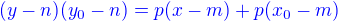 kopírovat do textarea $\color{blue}(y-n)(y_0-n)=p(x-m)+p(x_0-m)$