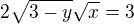 $2\sqrt{3-y}\sqrt{x}=3$