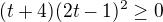 $(t+4)(2t-1)^2\geq0$