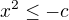 $x^{2} \le -c$