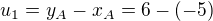 $u_1=y_A-x_A=6-(-5)$