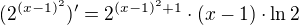 $(2^{(x-1)^2})'=2^{(x-1)^2+1}\cdot(x-1)\cdot\ln 2$