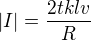 $|I|=\frac{2tklv}{R}$