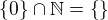 $\{0\}\cap \mathbb{N}=\{\}$