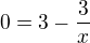 $0=3-\frac{3}{x}$