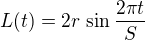 $L(t) = 2r \,\sin \frac {2\pi t}{S}$