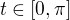 $t\in[0,\pi]$