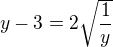 $y-3=2\sqrt{\frac{1}{y}}$