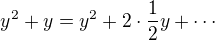 kopírovat do textarea $y^2+y = y^2+2\cdot \frac 12y+\cdots$