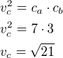 $v_c^2=c_a\cdot c_b\nlv_c^2=7\cdot 3\nlv_c=\sqrt{21}$