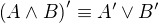 $\(A\wedge B\)'\equiv A'\vee B'$