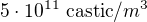 $5\cdot10^{11}\ \text{castic}/m^3$
