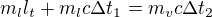 $m_ll_t + m_lc\Delta t_1 = m_vc\Delta t_2$