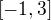 $[-1,3]$