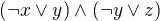 kopírovat do textarea $(\neg x \vee y) \wedge (\neg y \vee z)$