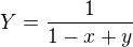 $Y=\frac 1{1-x+y}$
