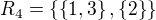 kopírovat do textarea $R_4 = \{ \{1,3\},\{2\} \}$