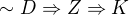 $\sim D \Rightarrow Z \Rightarrow K$