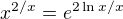 $x^{2/x}=e^{2\ln{x}/x}$