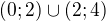$(0;2)\cup (2;4)$
