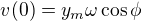 $v(0)=y_m\omega \cos \phi$