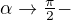 $\alpha\to\tfrac{\pi}2-$