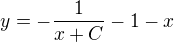 $y= -\frac{1}{x+C}-1-x$