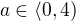 $a\in\langle0,4)$