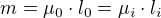 $m=\mu_0\cdot l_0=\mu_i\cdot l_i$