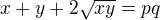 $x+y+2\sqrt{xy}=pq$