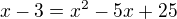 kopírovat do textarea $x-3= x^{2}-5x+25$