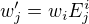 $w'_j=w_i E^i_j$