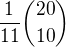 $\frac{1}{11}\binom{20}{10}$