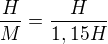 kopírovat do textarea $\frac{H}{M}=\frac{H}{1,15H}$