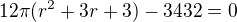 $12\pi(r^2+3 r+3)-3432=0$