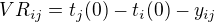 kopírovat do textarea $VR_{ij}=t_{j}(0)-t_{i}(0)-y_{ij}$