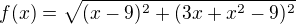 $f(x)=\sqrt{(x-9)^{2}+(3x+x^2-9)^{2}}$