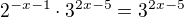 $2^{-x-1}\cdot 3^{2x-5}={3^{2x-5}}$