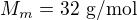 $M_m=32\ \mbox{g/mol}$