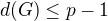 $d(G)\le p-1$